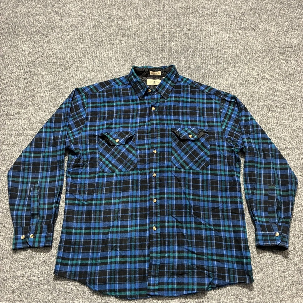 Northwest Territory Mens Button Up Shirt Size Large Blue Green Plaid Long Sleeve